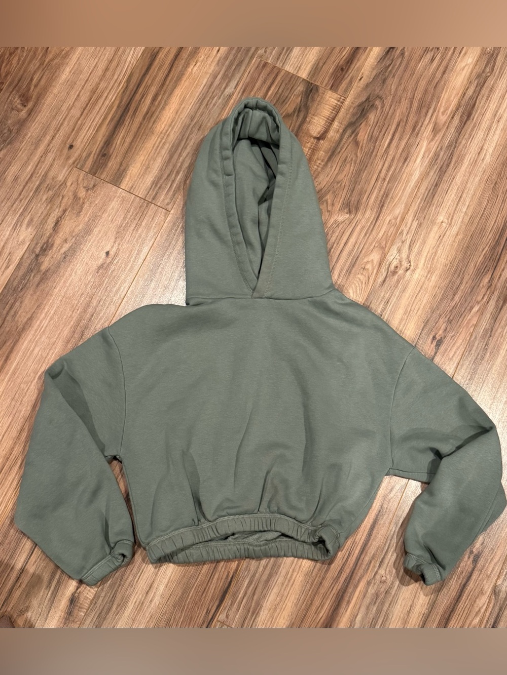 Zara Olive Green Cropped Hoodie